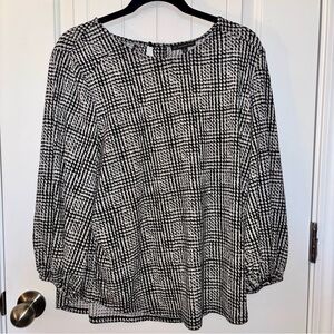 Adrianna Papell Black and White Checkered Blouse